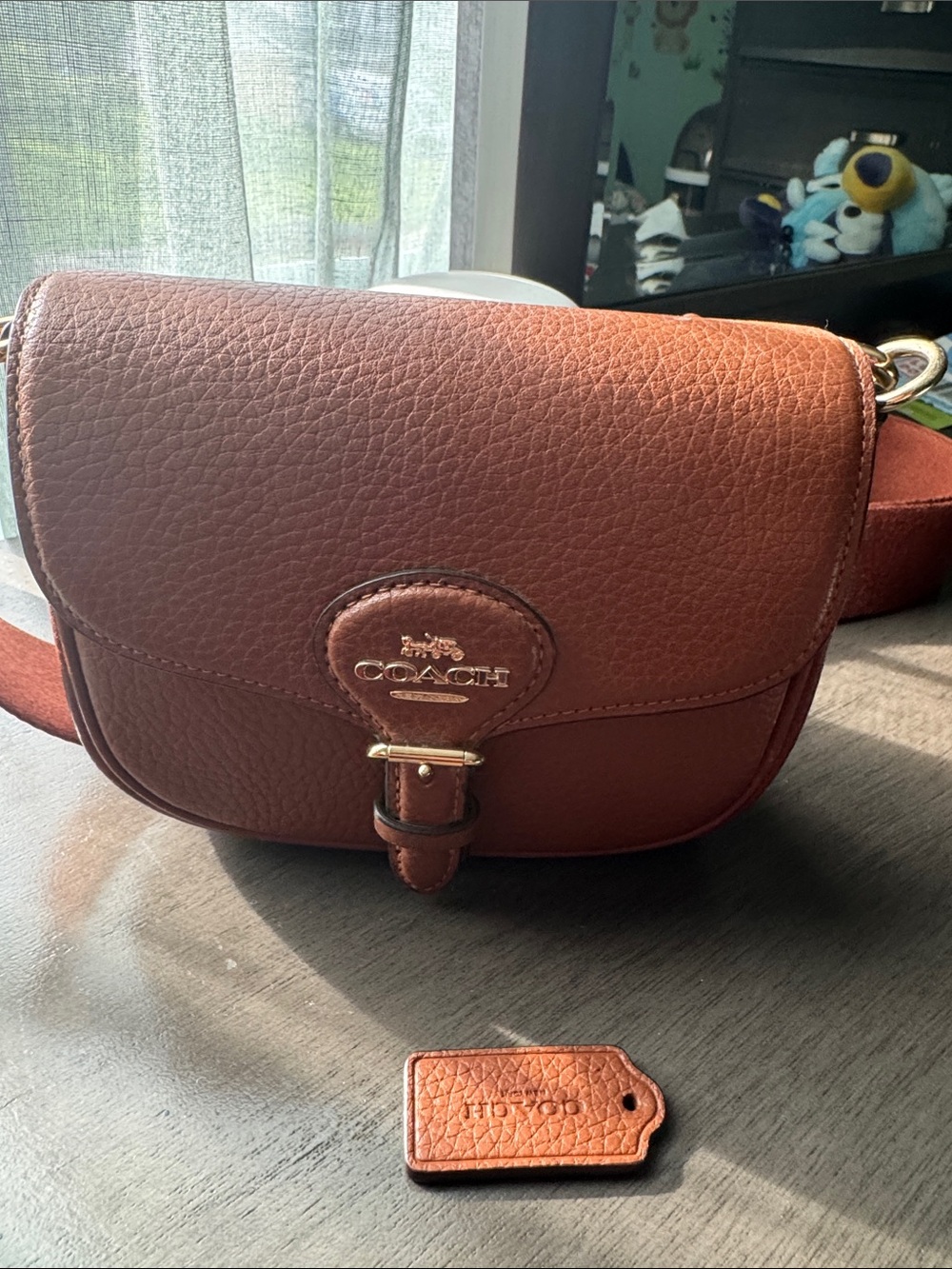 Coach Chestnut Brown Pebbled Leather Crossbody Bag with Gold Hardware - Picture 3 of 5